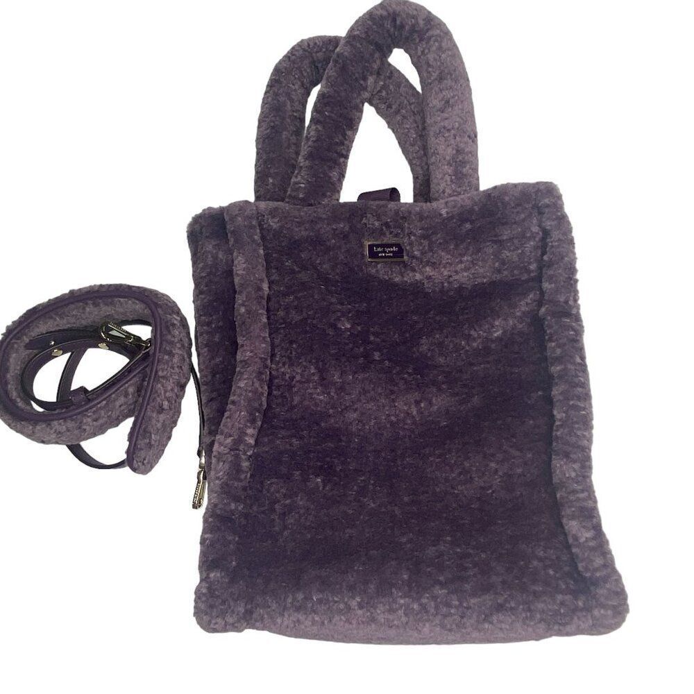 Kate Spade Teddy Plush Shoulder Bag Dark Purple - Picture 4 of 7